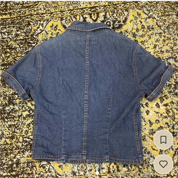 Denim button up fitted western t shirt - pearl snaps - Picture 2 of 3